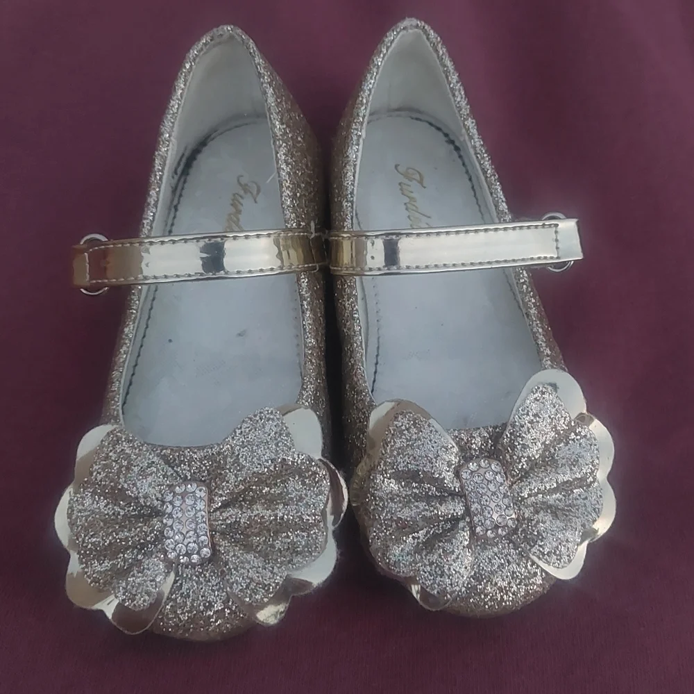 Furdeour Girls Dress shoes Mary Jane glittering 7